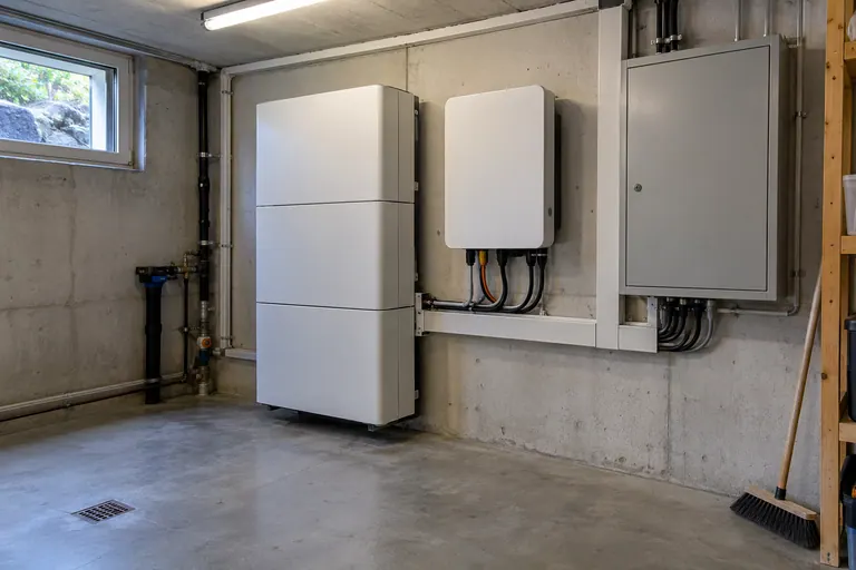 Batterie de stockage solaire modulaire installée dans un local technique